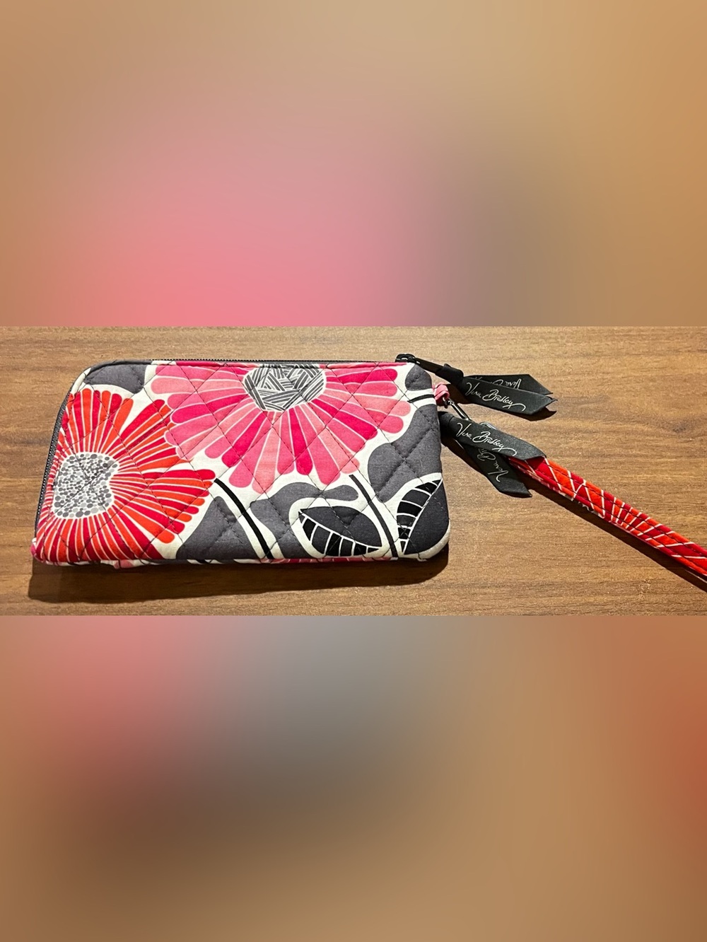 Vera Bradley Wristlet Wallet Cherry Blossoms Retired Pattern Floral Zip Around - Picture 2 of 13